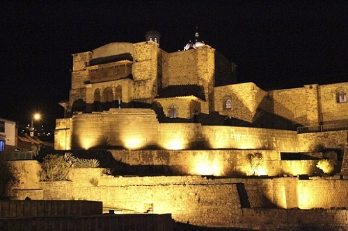 Qorikancha lit at night