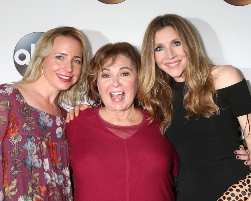 Sarah Chalke with Lecy Goranson, Roseanne Barr, at the ABC TCA Winter 2018 Party