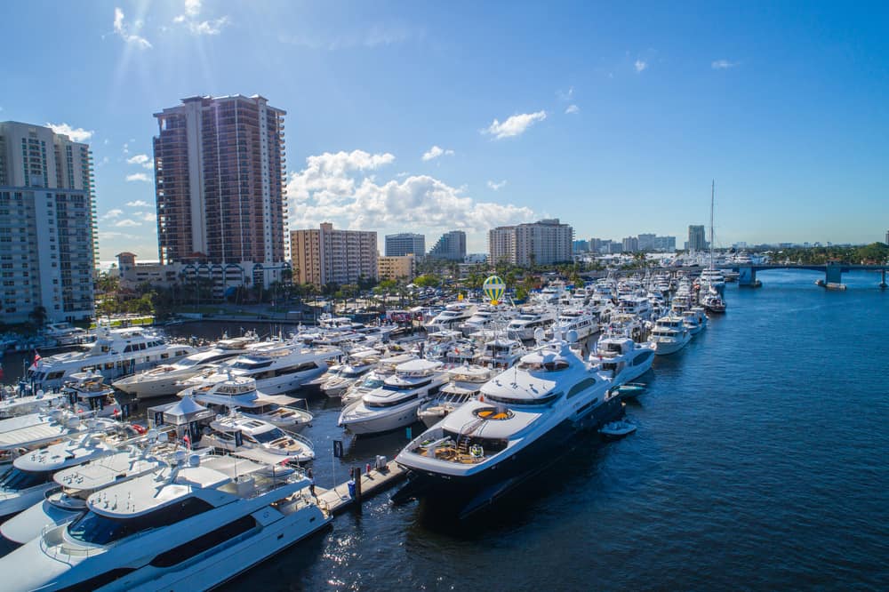 Aerial photo of the 2017 Ft Lauderdale Florida boat show USA.