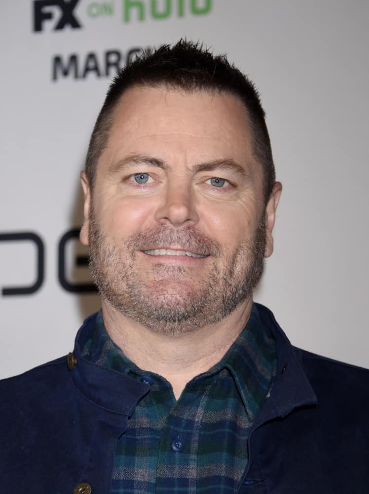 Nick Offerman attended a Hulu event in Hollywood.