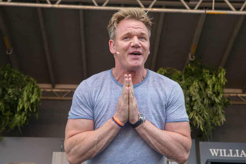 Gordon Ramsay demonstrates seafood cooking techniques at BottleRock 2016 in Napa, CA.