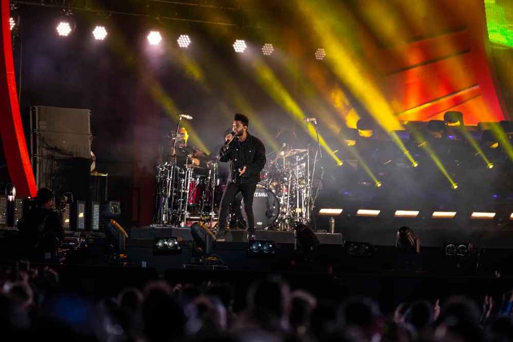 The Weeknd performing on stage during an event in New York.