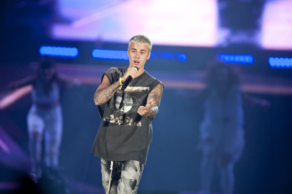 Justin Bieber performing on stage in Pittsburgh.