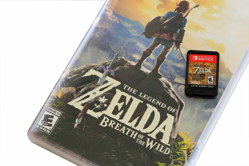 This is a close look at the Legend of Zelda Breath of the Wild game for Nintendo Switch.