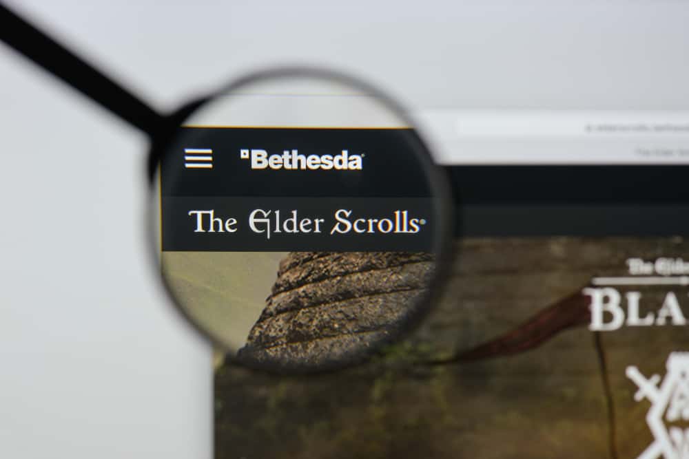 This is a magnified view of the website for Bethesda's The Elder Scrolls.