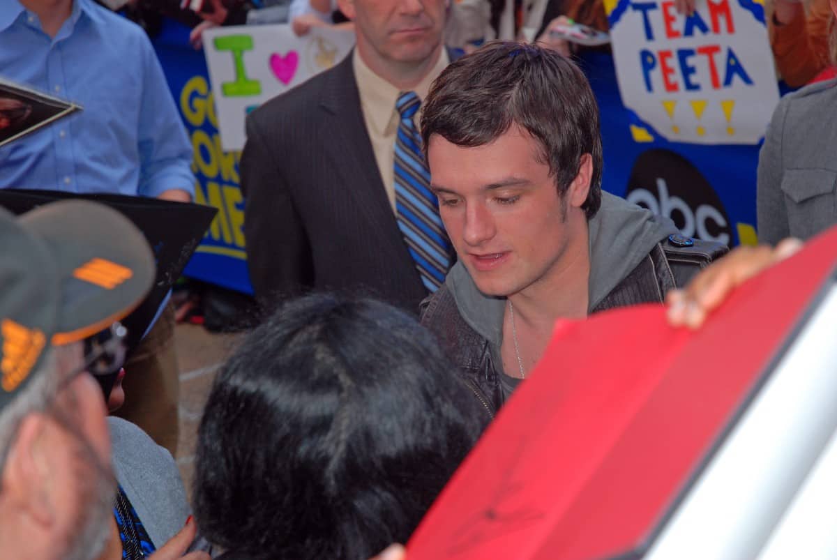 Josh Hutcherson promoting the movie, Hunger Games.