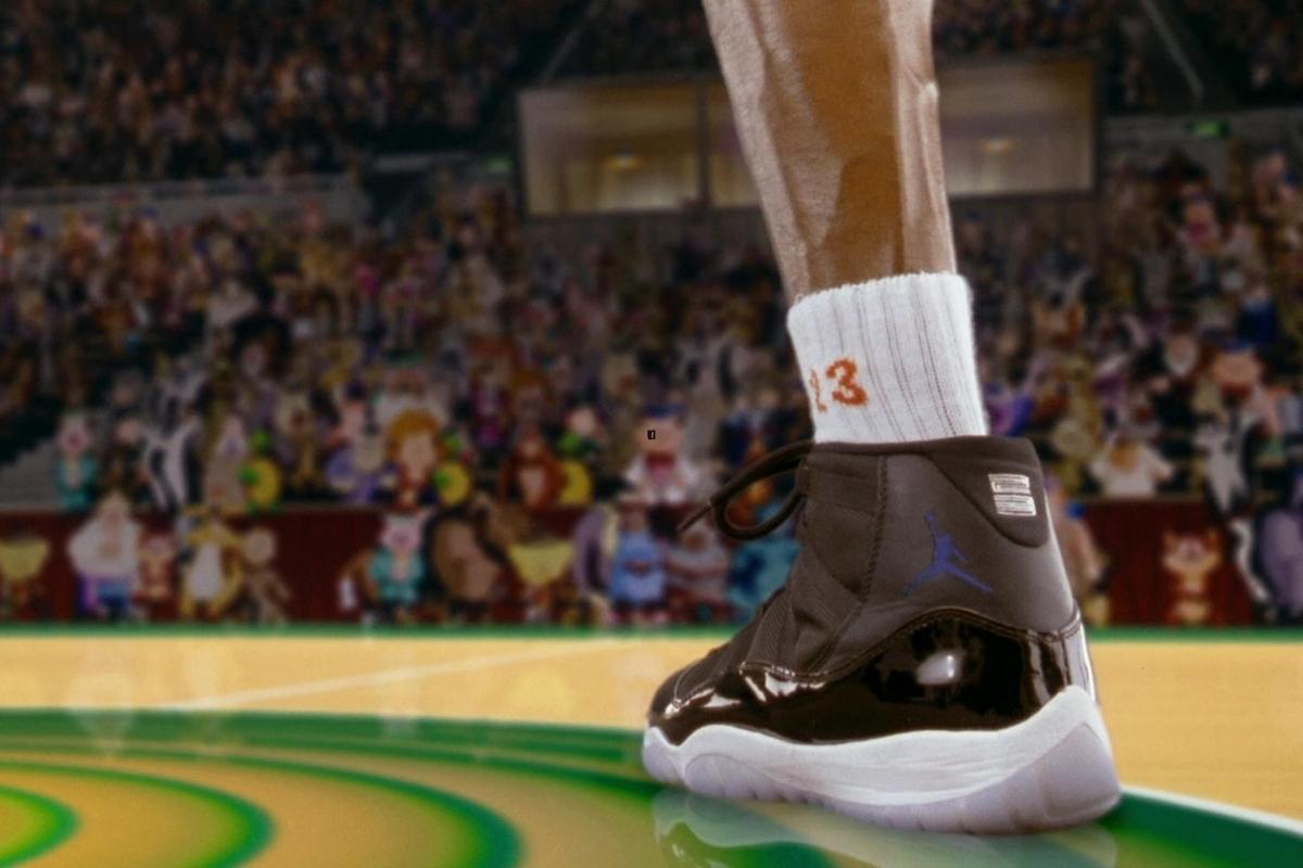 A close shot of Jordan brand in Space Jam movie.